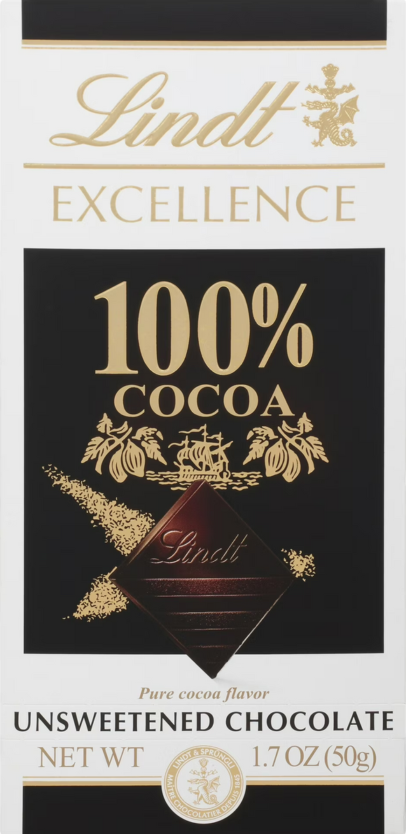 Lindt Excellent 100 Cocoa Unsweetened Chocolate 50G Http lindt-excellent-100-cocoa-unsweetened-chocolate-50g-http